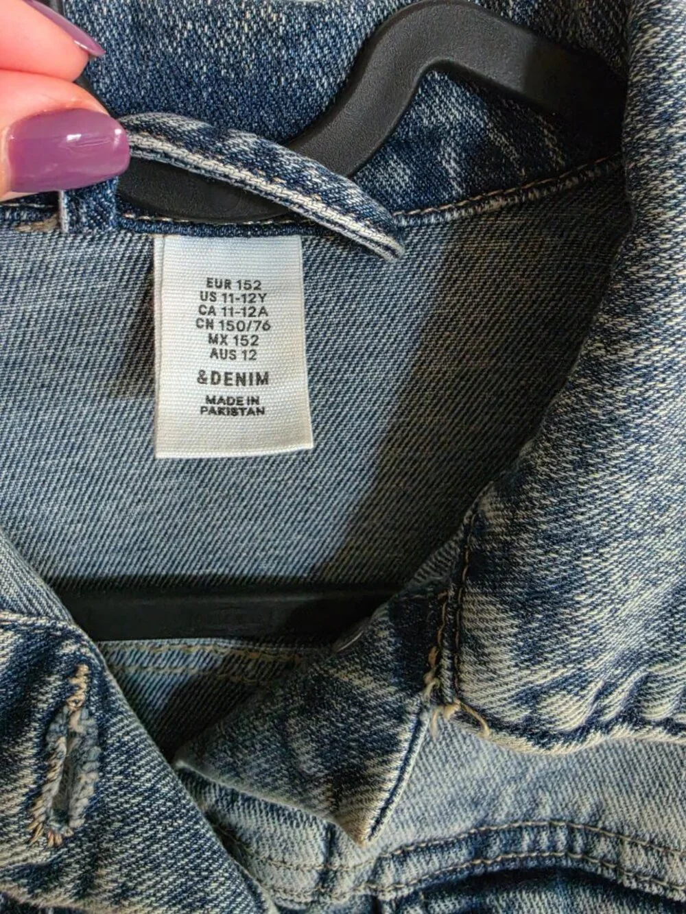 H&M Girls Distressed Light Wash Denim Jacket Size 11-12Y